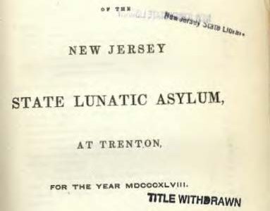 1849 New Jersey State Asylum Report