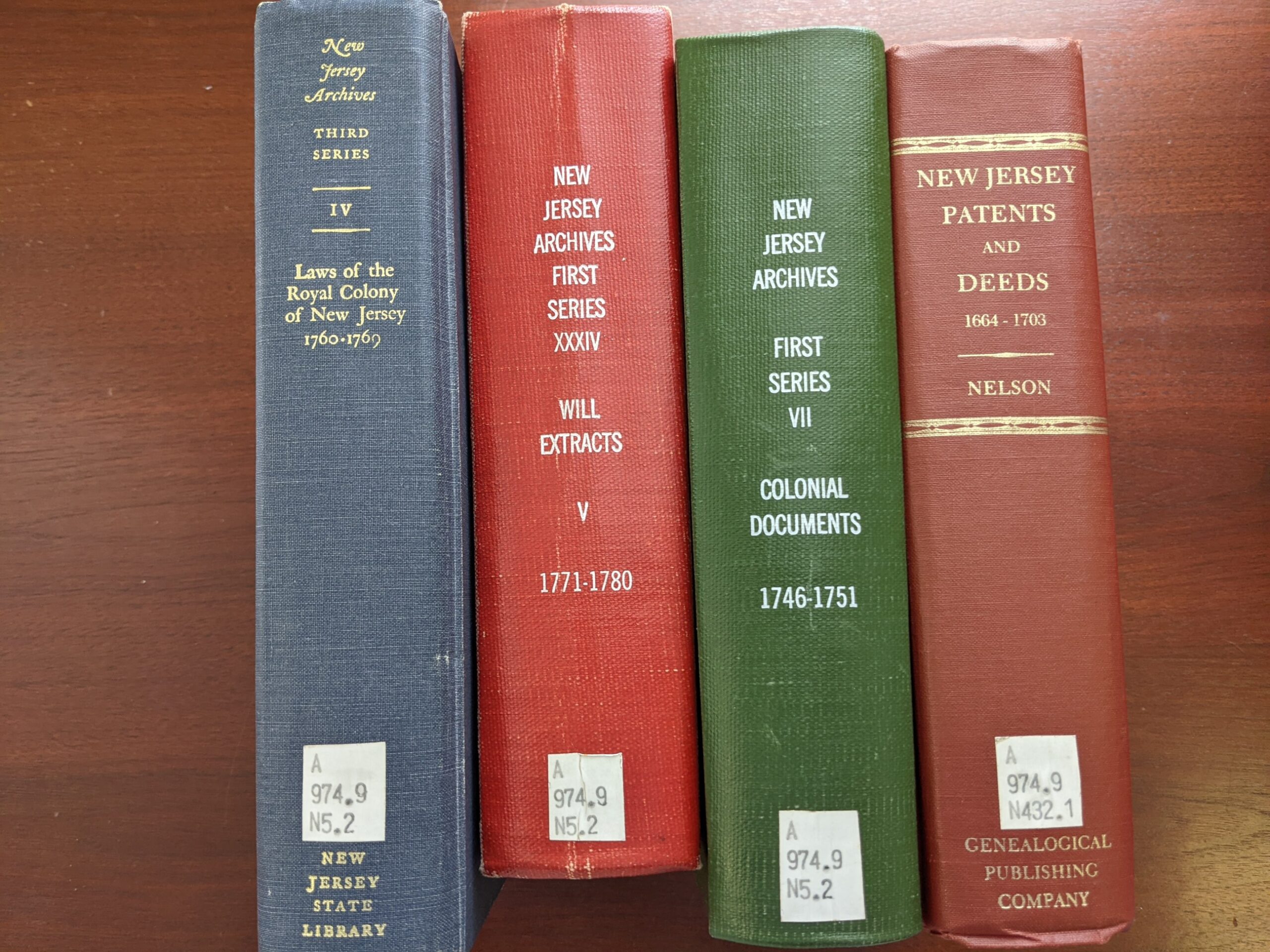 NJ colonial records books from our Genealogy Collection.
