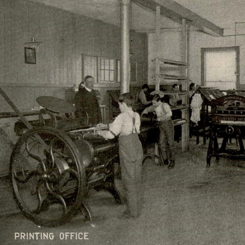 New Jersey State Reform School students operating printing presses in 1905 - Thumbnail