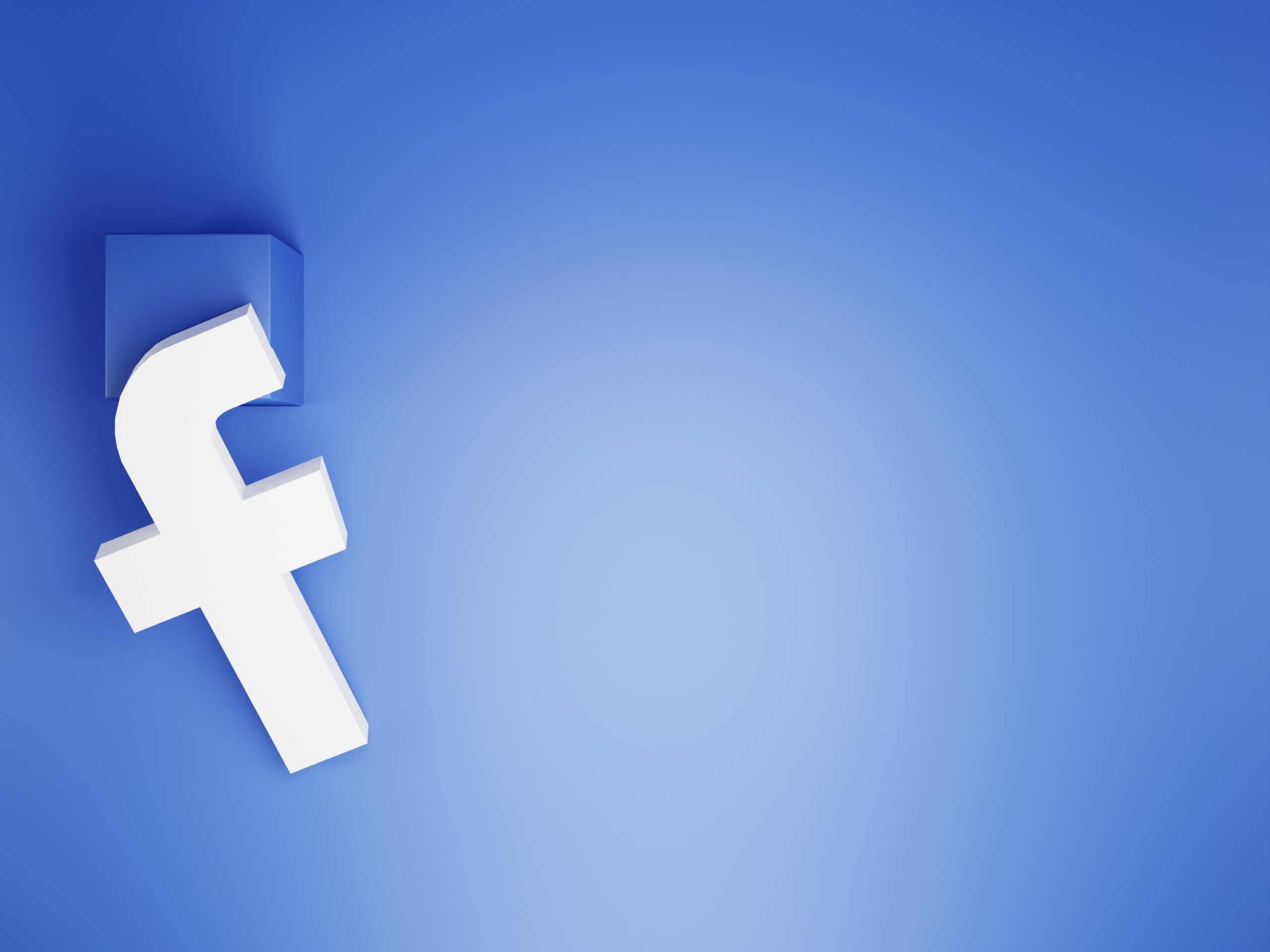 Blue background with Facebook logo on the side.